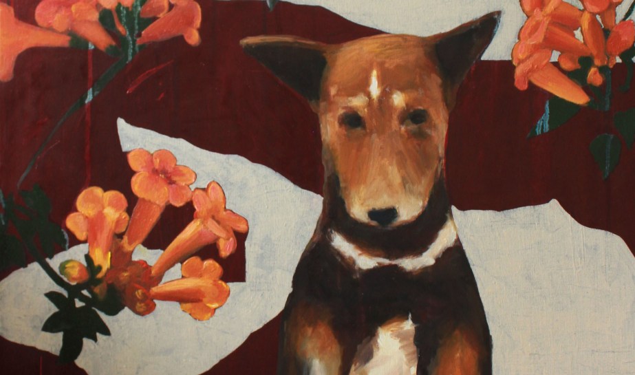 cropped dog flower painting