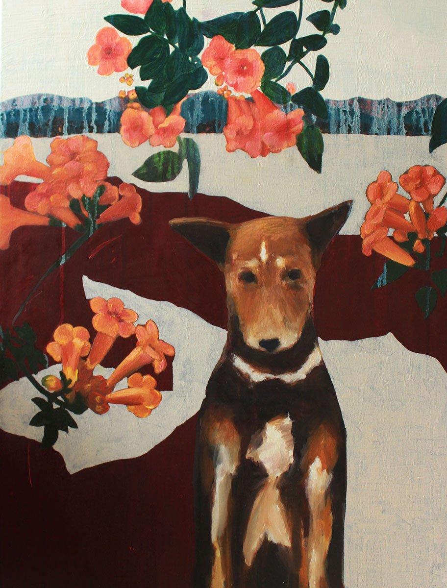 Dog With Flowers
